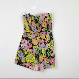 Shoshanna Palm Beach Color Floral Strapless Romper